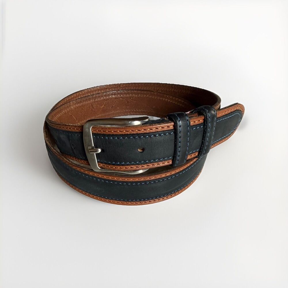 Laino Angelo Black And Brown Made In Italy Leather Belt 120/105
